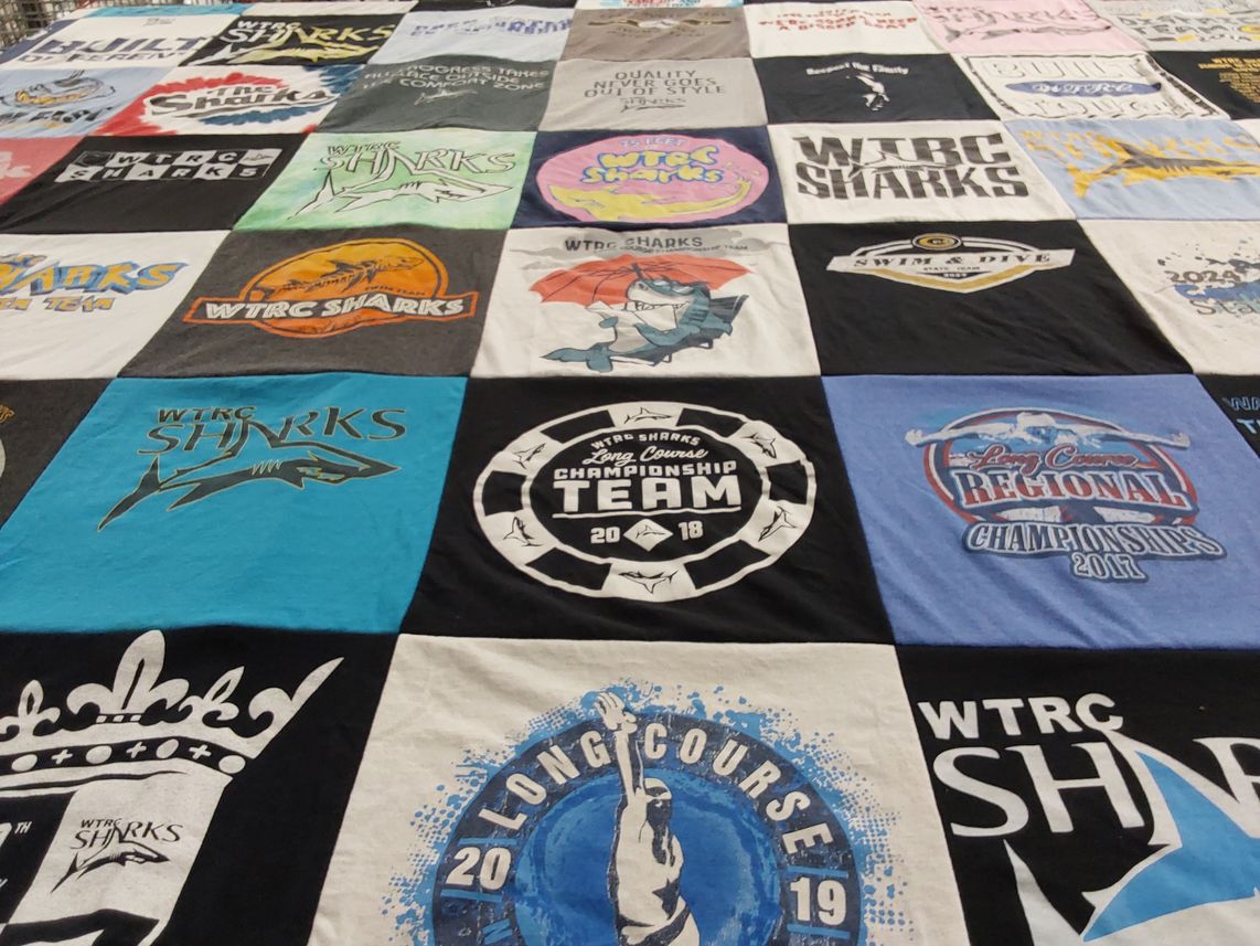 T-shirt quilt featuring wtrc sharks by annie from OH
