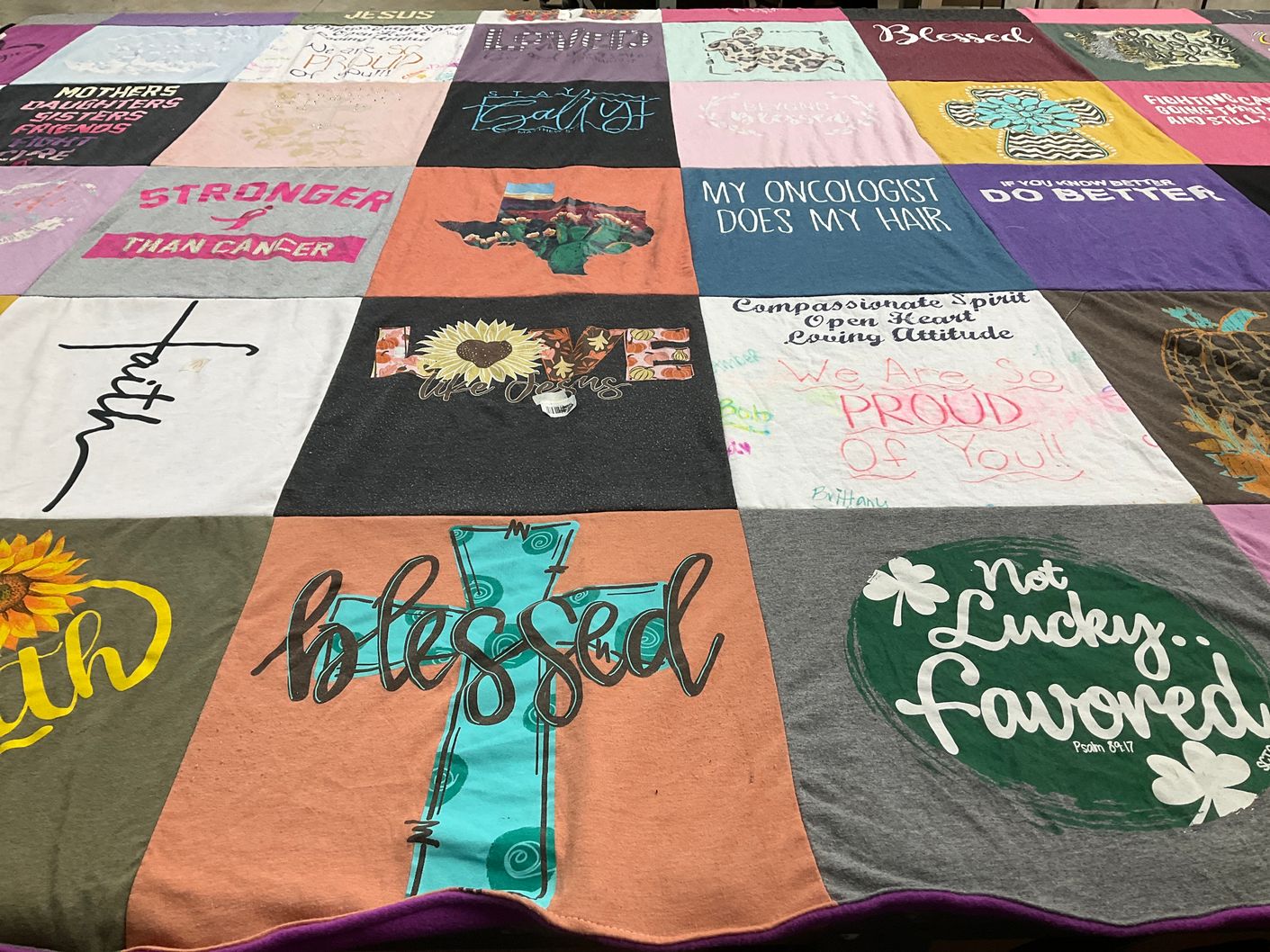 T-shirt quilt with faith, health themes by William from TX