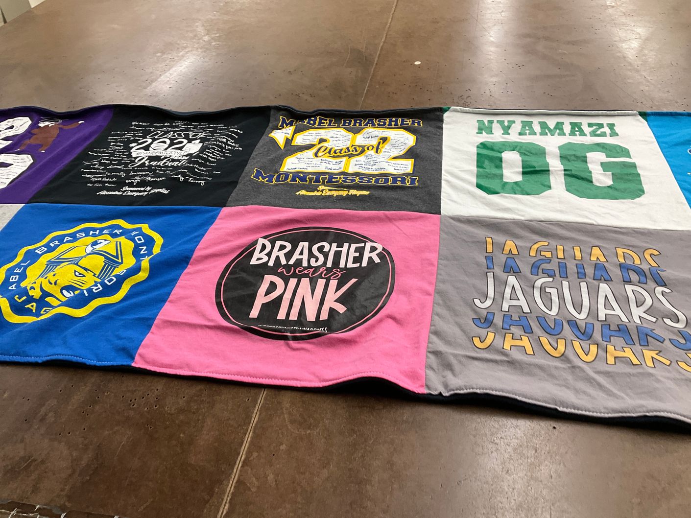 T-shirt quilt featuring brasher high school jaguars by Emily from LA