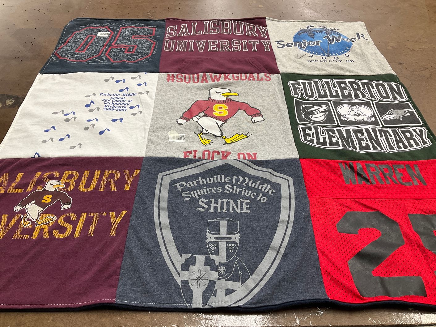T-shirt quilt featuring salisbury university squire, parkville middle school squire by Nancy from MD
