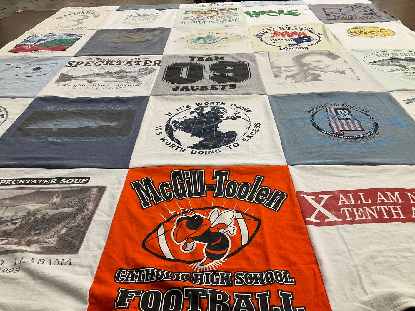 T-shirt quilt featuring mccgill-toolon catholic high school football by Mary from AL