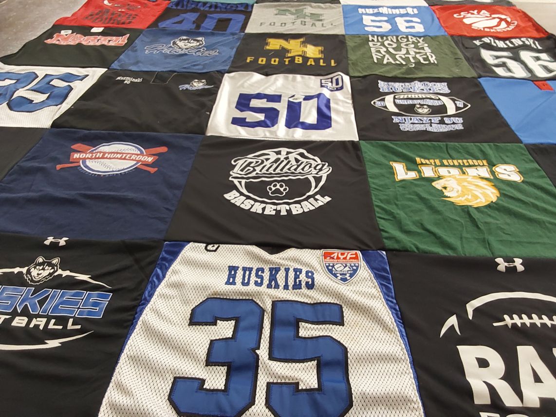 T-shirt quilt featuring huskies football, bulldogs football by Maureen from NJ