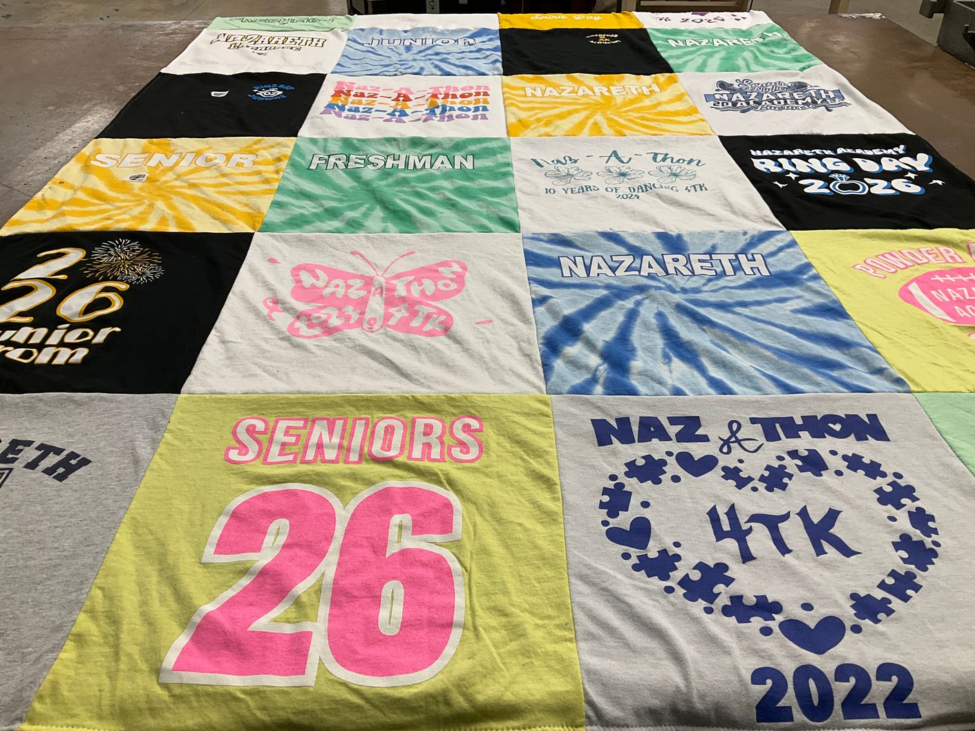 T-shirt quilt from nazareth academy by kathleen from PA