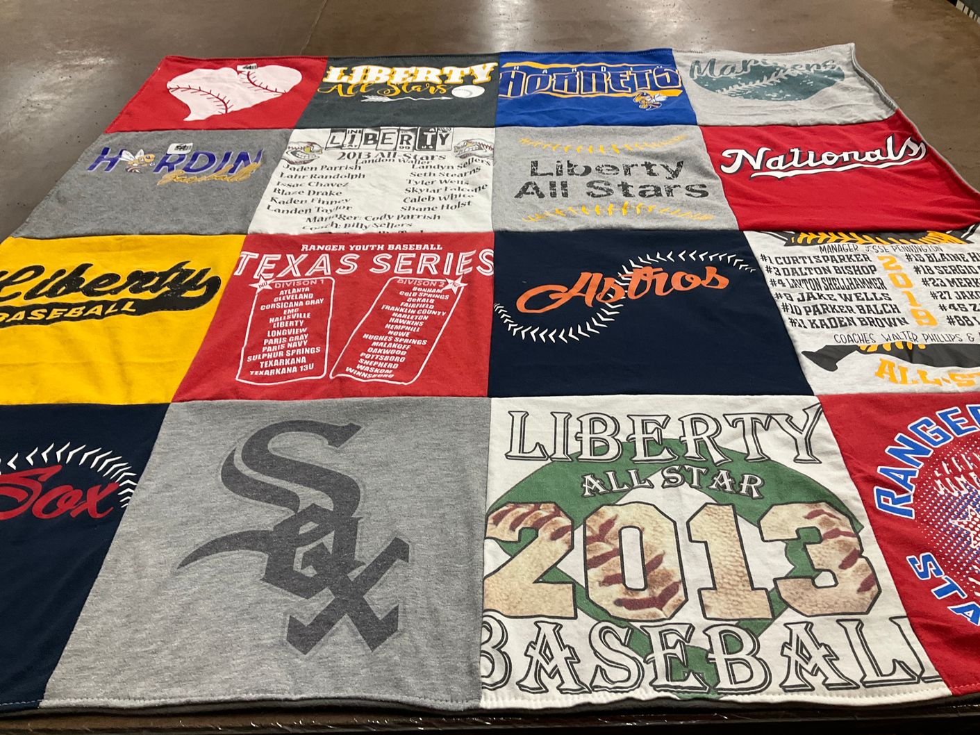 T-shirt quilt featuring hardin baseball, liberty all stars by C from TX
