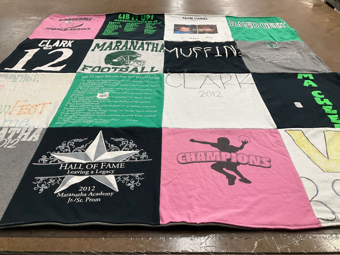 T-shirt quilt from maranatha academy by Tracy from KS