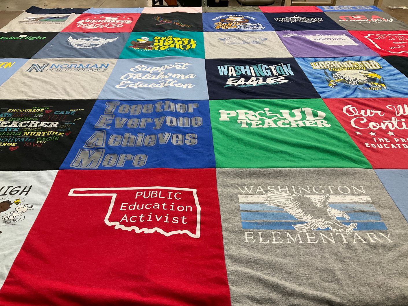 T-shirt quilt from norman public schools, washington elementary by Charis from OK