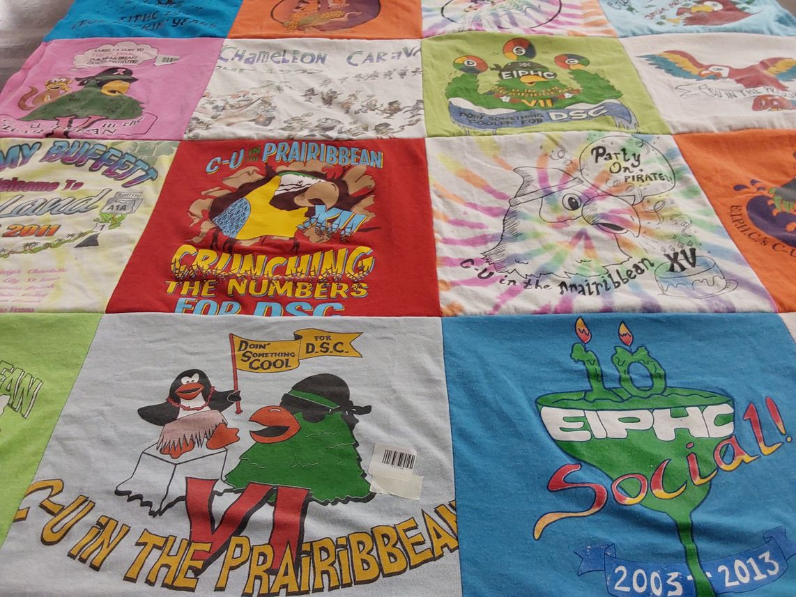 T-shirt quilt with t-shirts, quilting themes by anita from AZ