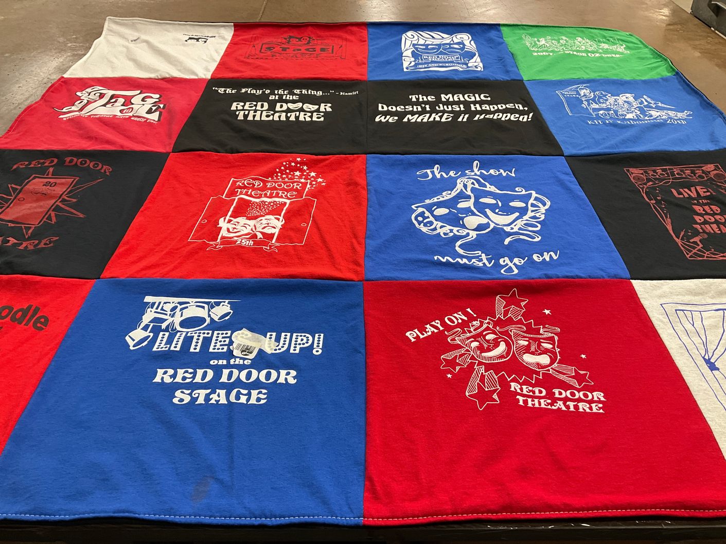 T-shirt quilt with theatre, performing arts themes by Tyler from NJ