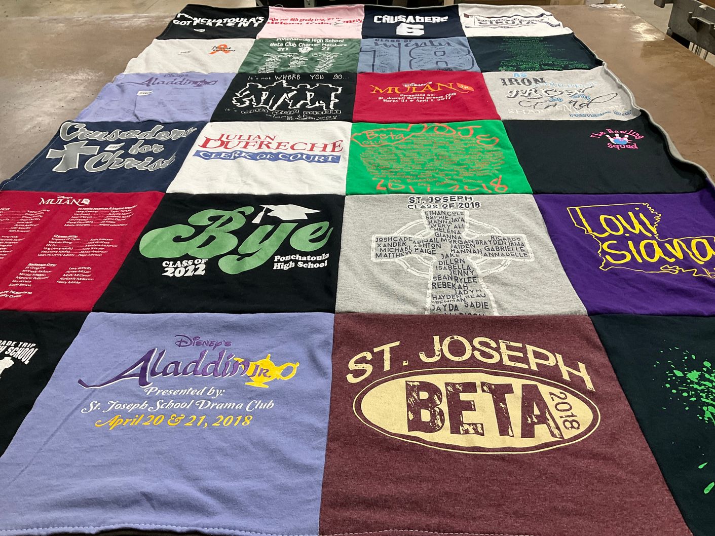 T-shirt quilt from st. joseph school, ponchatoula high school by John from LA
