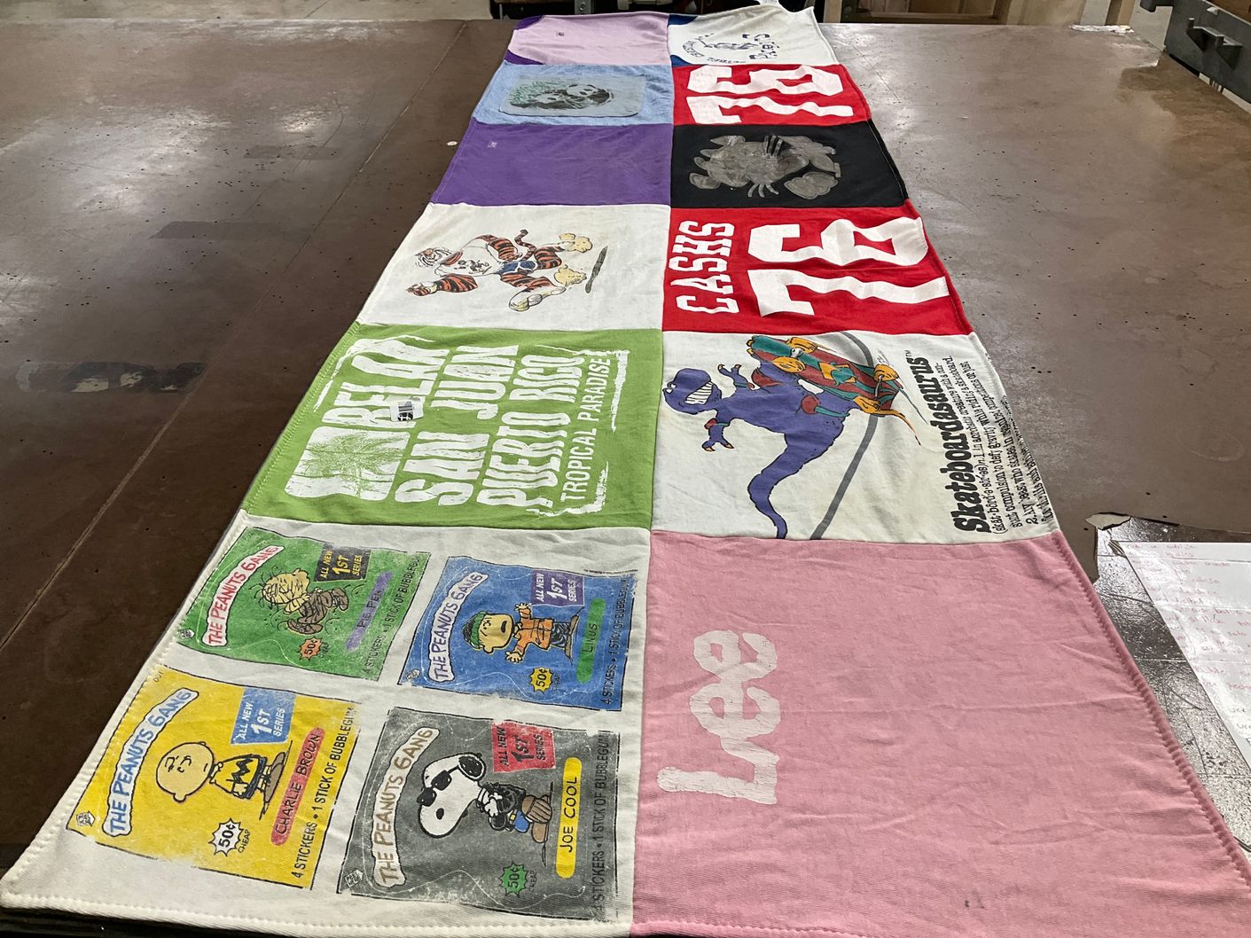 T-shirt quilt with skateboarding, cartoons themes by Lynette from PA