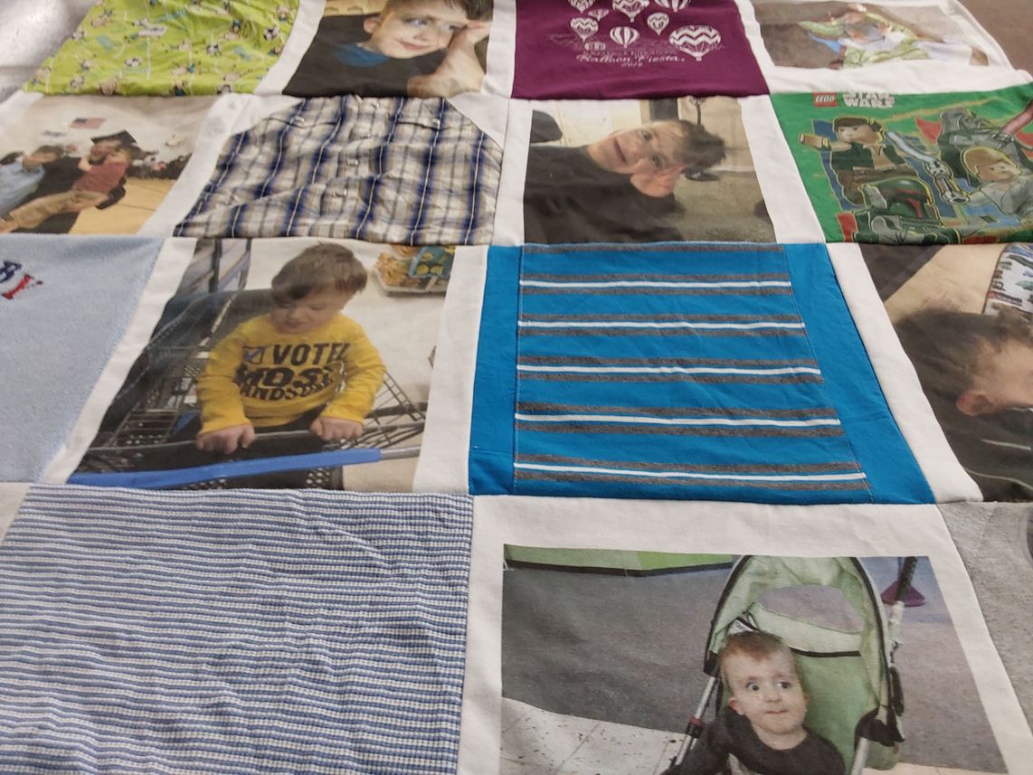 T-shirt quilt with photography, crafting themes by Jennifer from CO