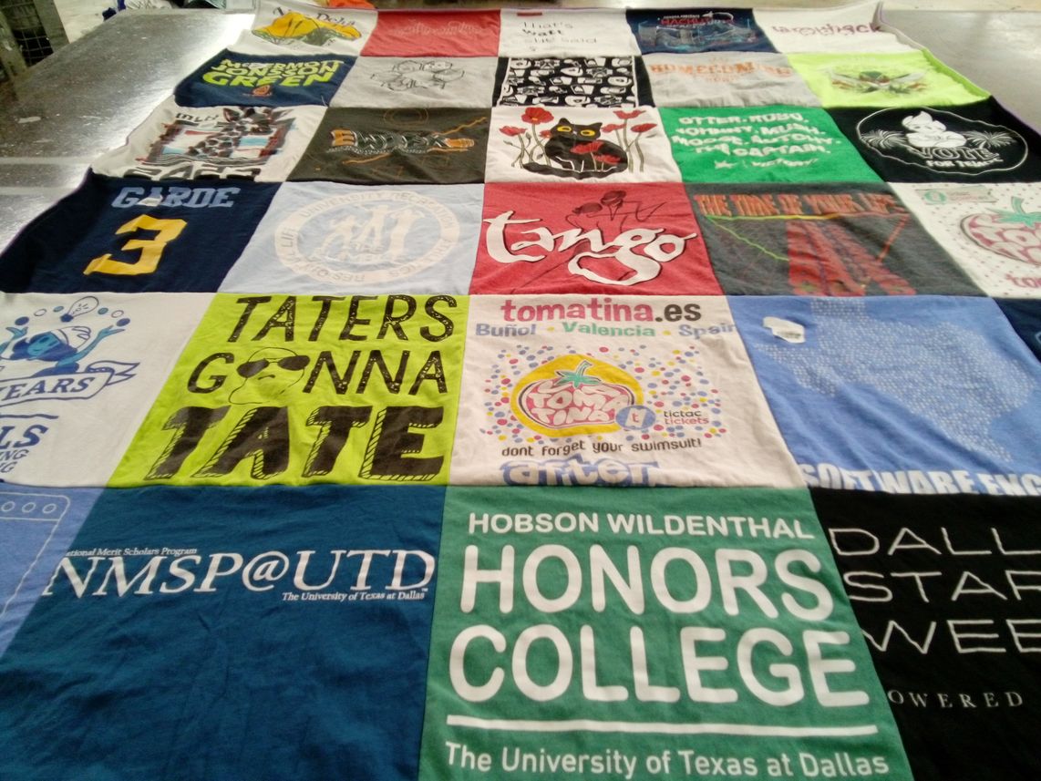 T-shirt quilt from the university of texas at dallas, hobson wildenthal honors college by Avani from TN