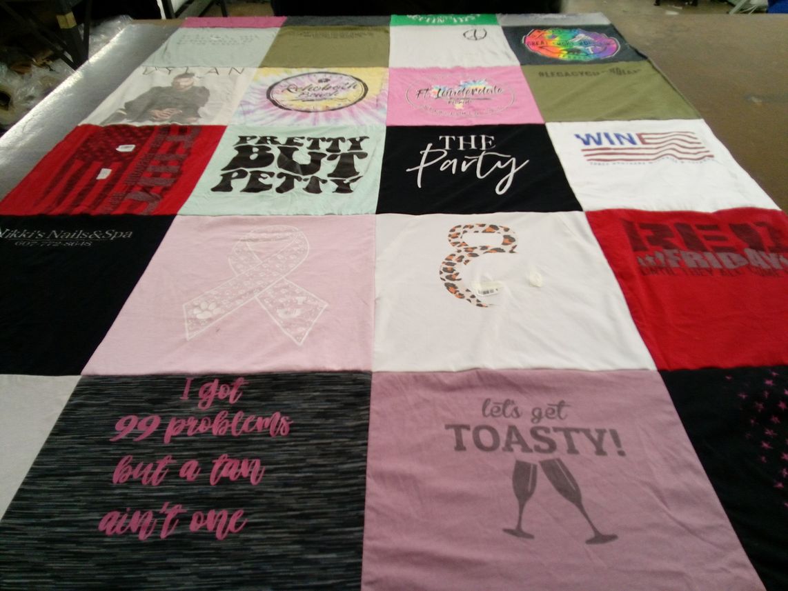 T-shirt quilt with nails, spa themes by Nikki from NY