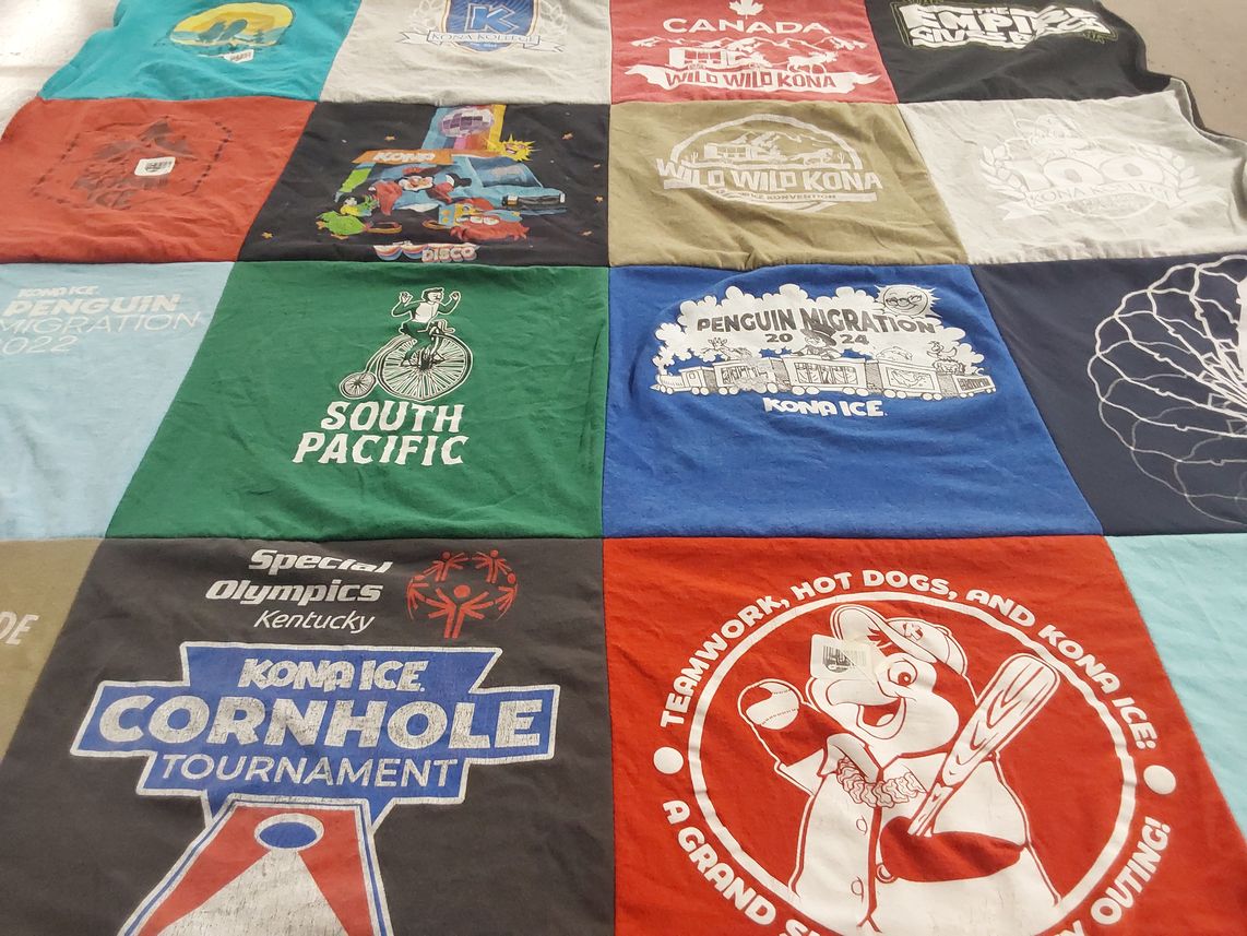T-shirt quilt with fundraising, ice cream themes by Reed from KY