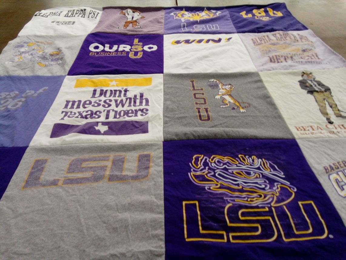 T-shirt quilt from louisiana state university by Cassandra from TX