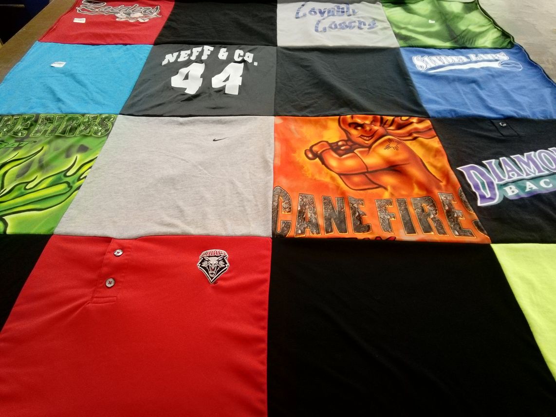 T-shirt quilt featuring university of new mexico bulldogs by Rivers, from NM