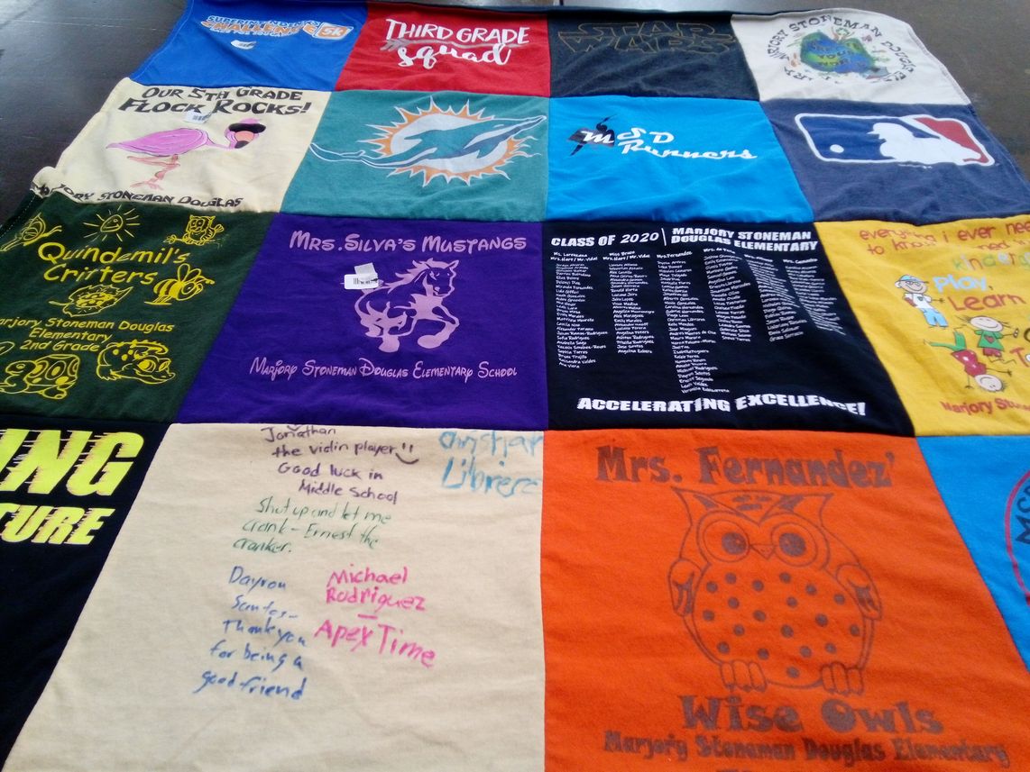 T-shirt quilt from marjory stoneman douglas elementary by Maricel from FL