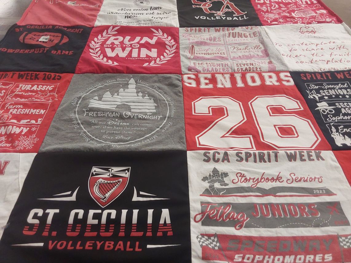 T-shirt quilt from st. cecilia academy by Kristin from TN