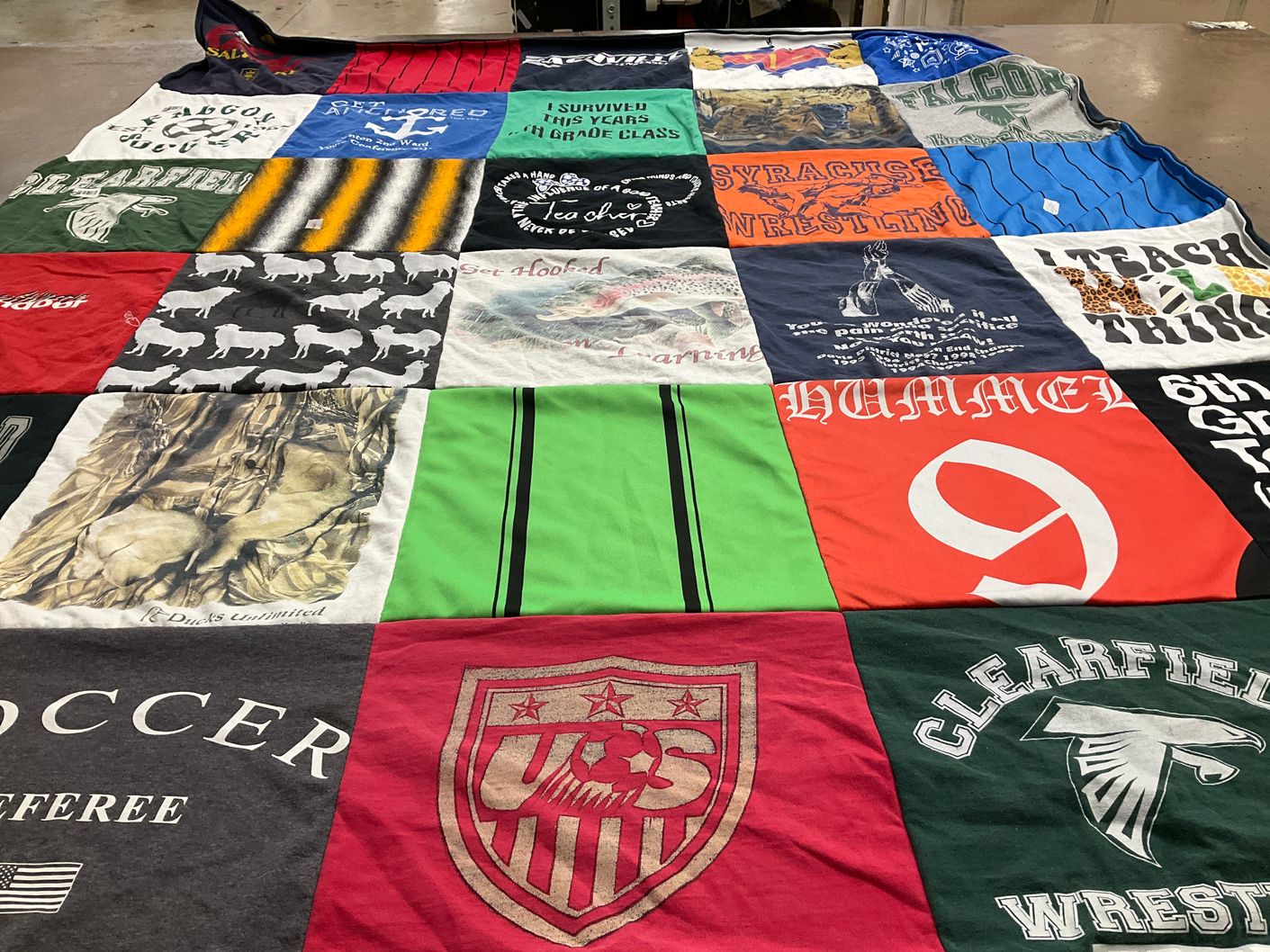 T-shirt quilt featuring syracuse wrestling team, clearfield falcons by Sam from UT