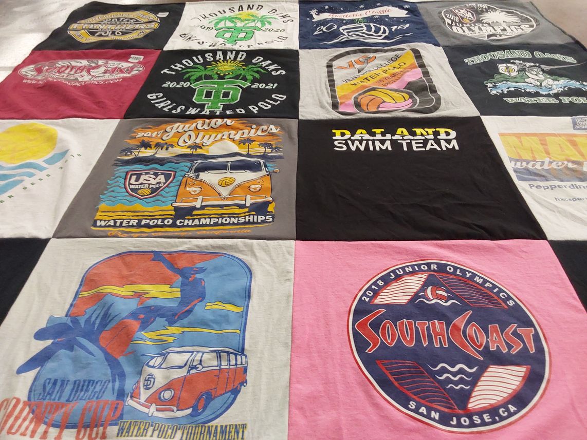 T-shirt quilt featuring daland swim team by Nancy from CA