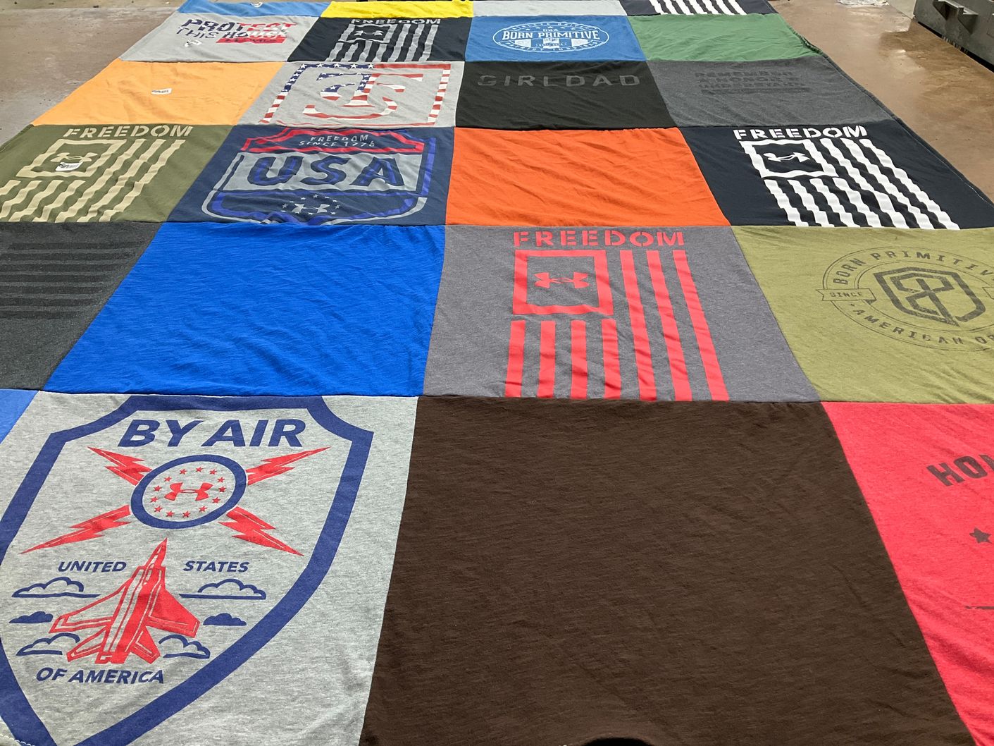 T-shirt quilt with patriotism, military themes by Samantha from ID