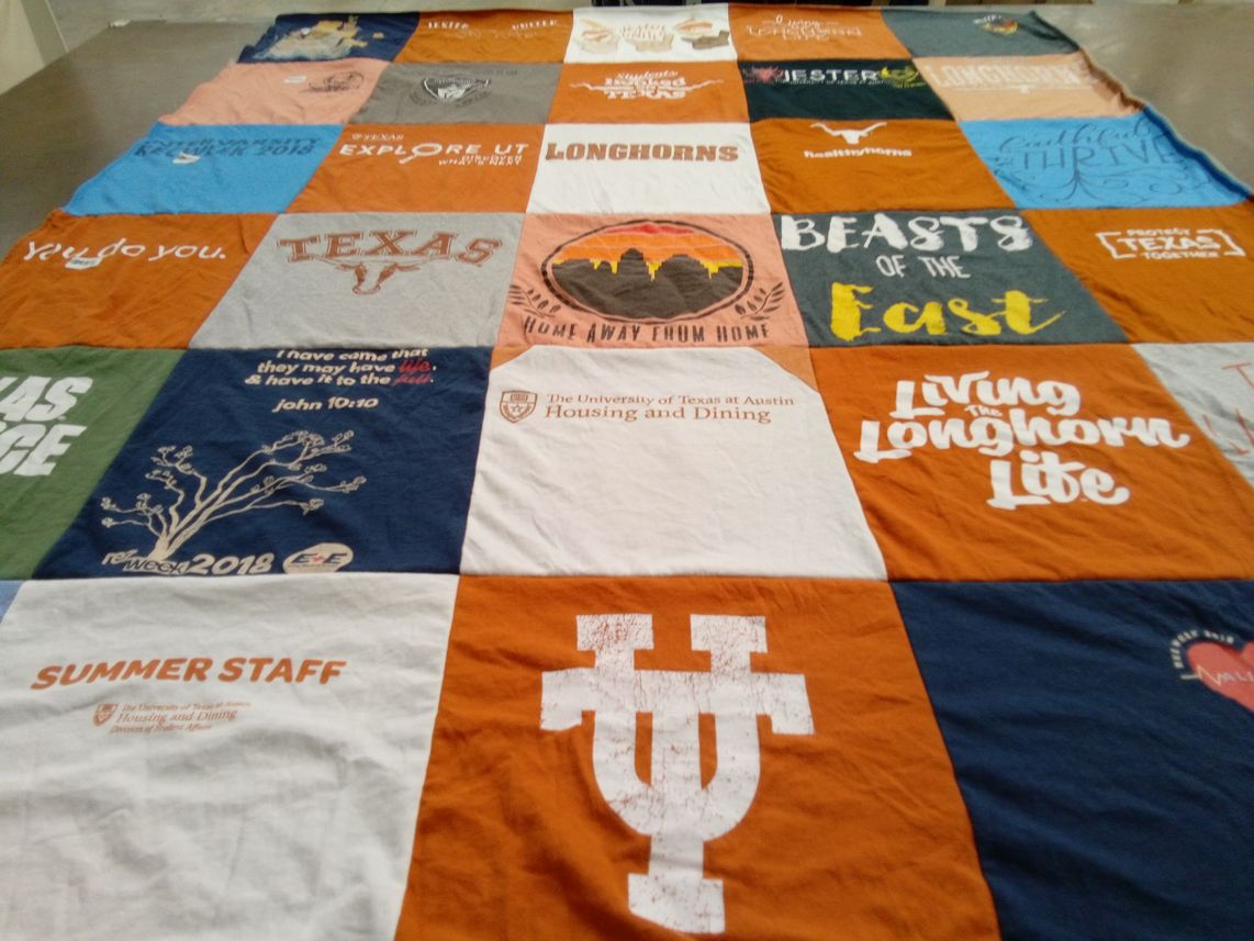 T-shirt quilt featuring longhorns by Monique from TX