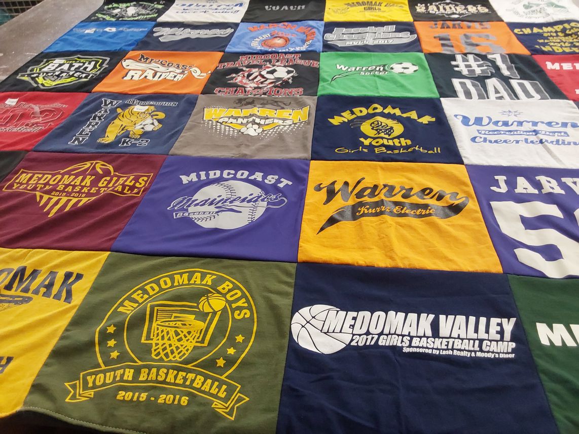 T-shirt quilt featuring medomak girls youth basketball, medomak boys youth basketball by Marla from ME