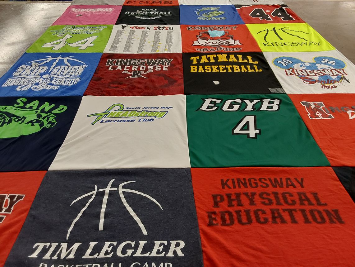 T-shirt quilt from kingsway regional high school, tatnall school by Nicole from NJ