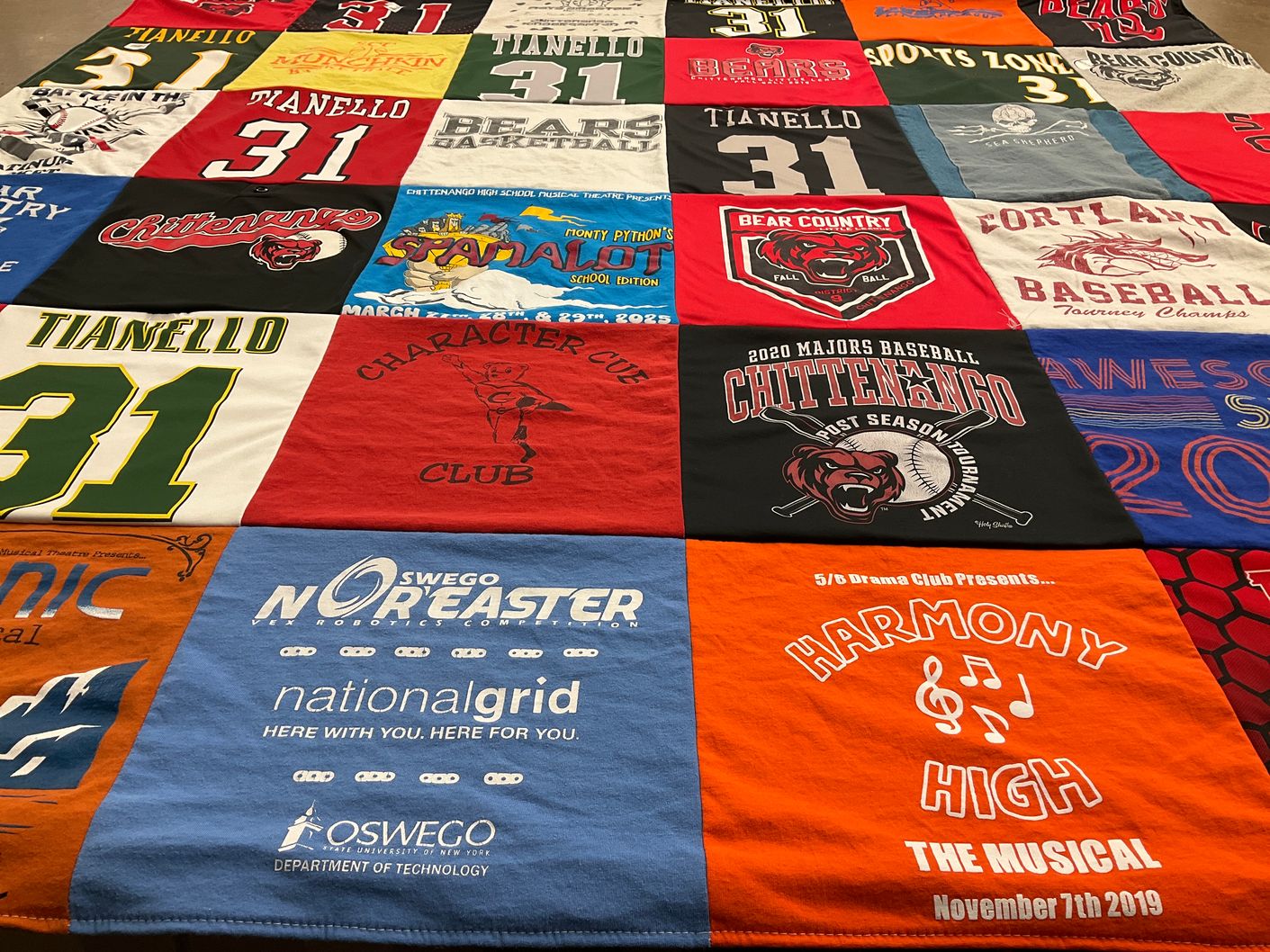 T-shirt quilt featuring chittenango bears by Amy from NY
