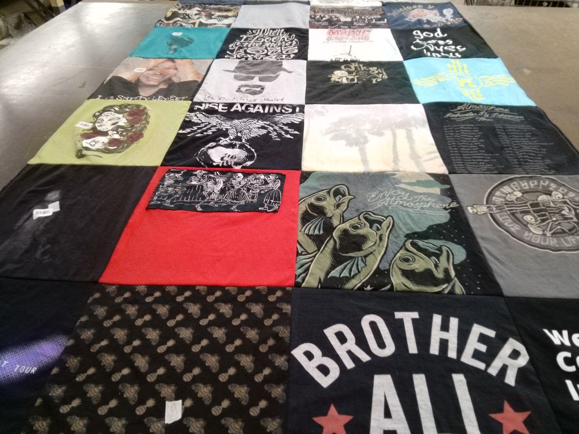 T-shirt quilt with music, nature themes by Megan from CO