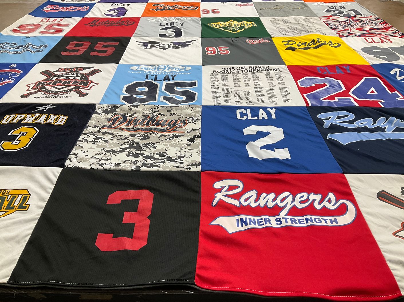 T-shirt quilt featuring rangers, dirtbags by Rebecca from TN