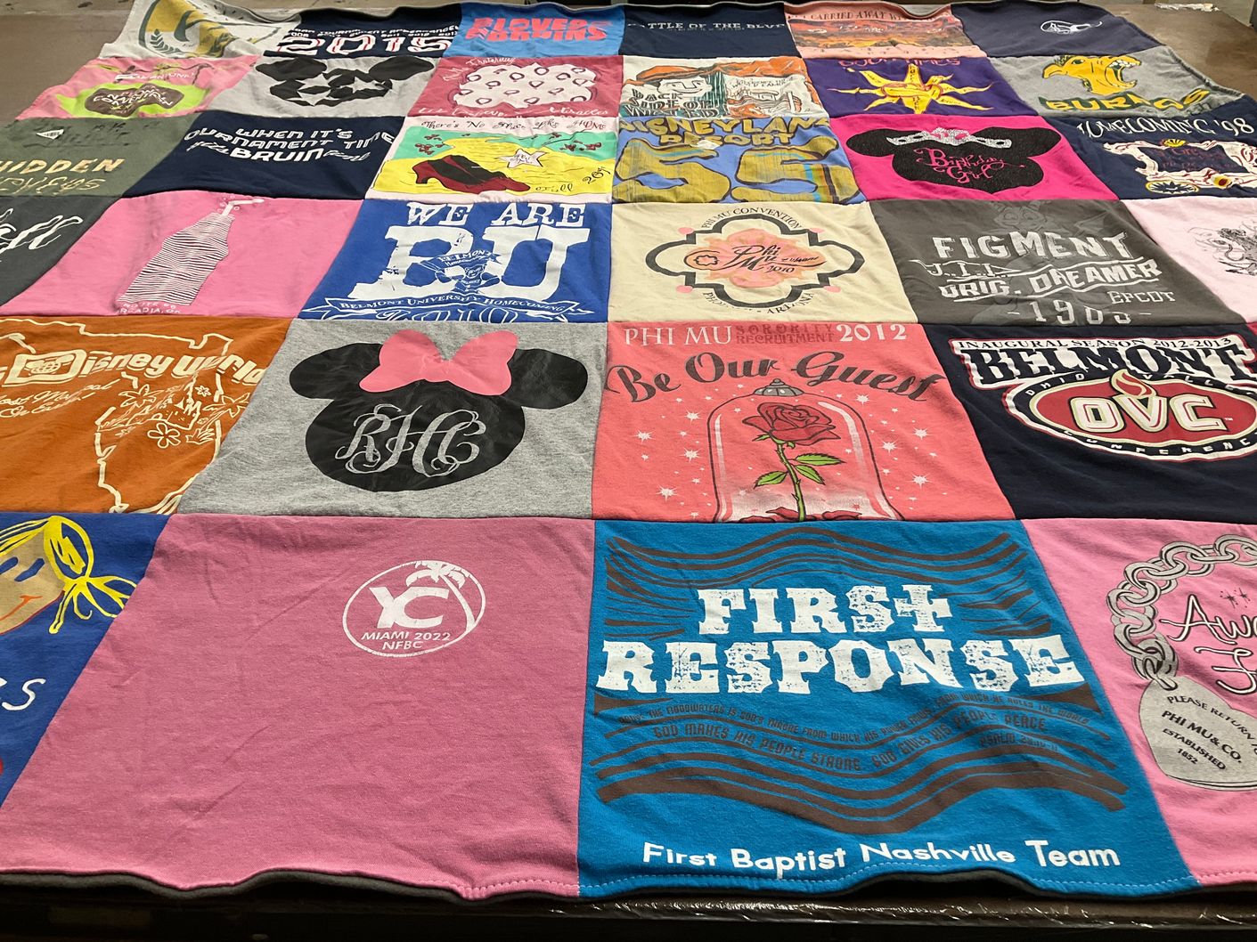 T-shirt quilt from belmont university by Rebecca from TN