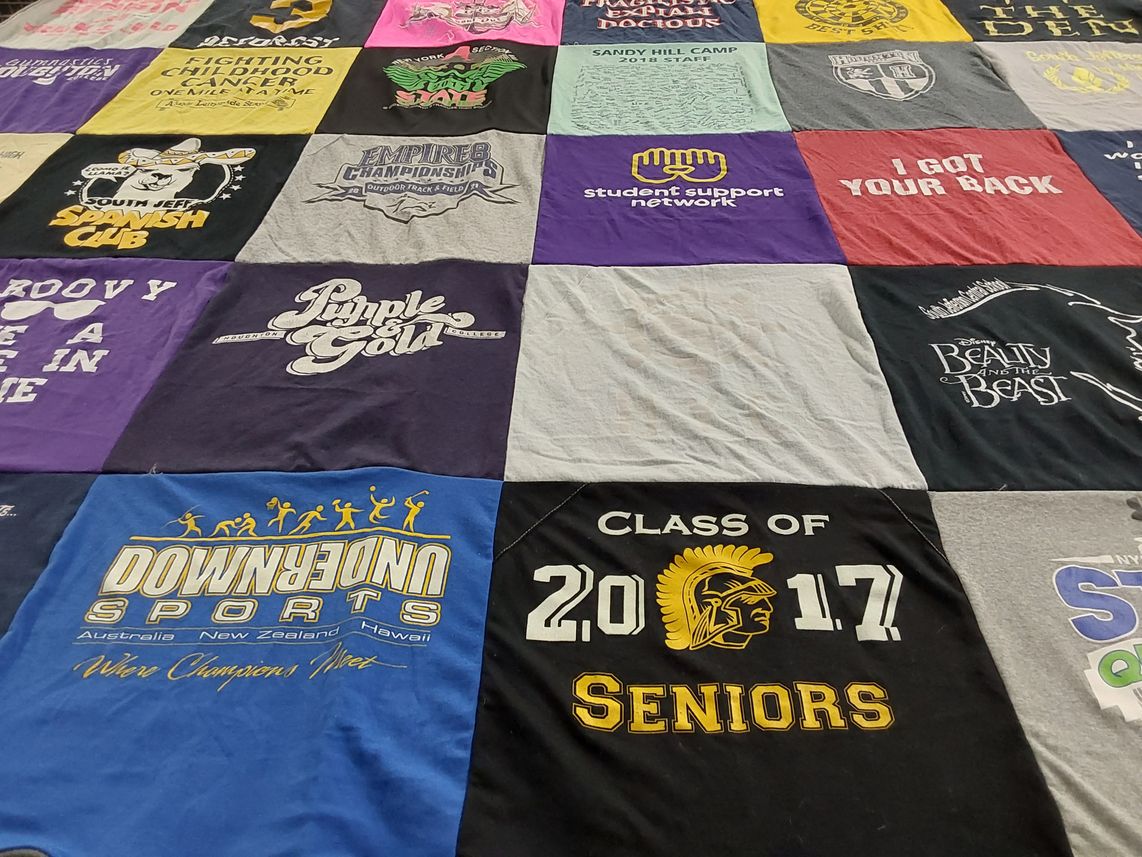 T-shirt quilt from south jefferson high school by Kealy from NY