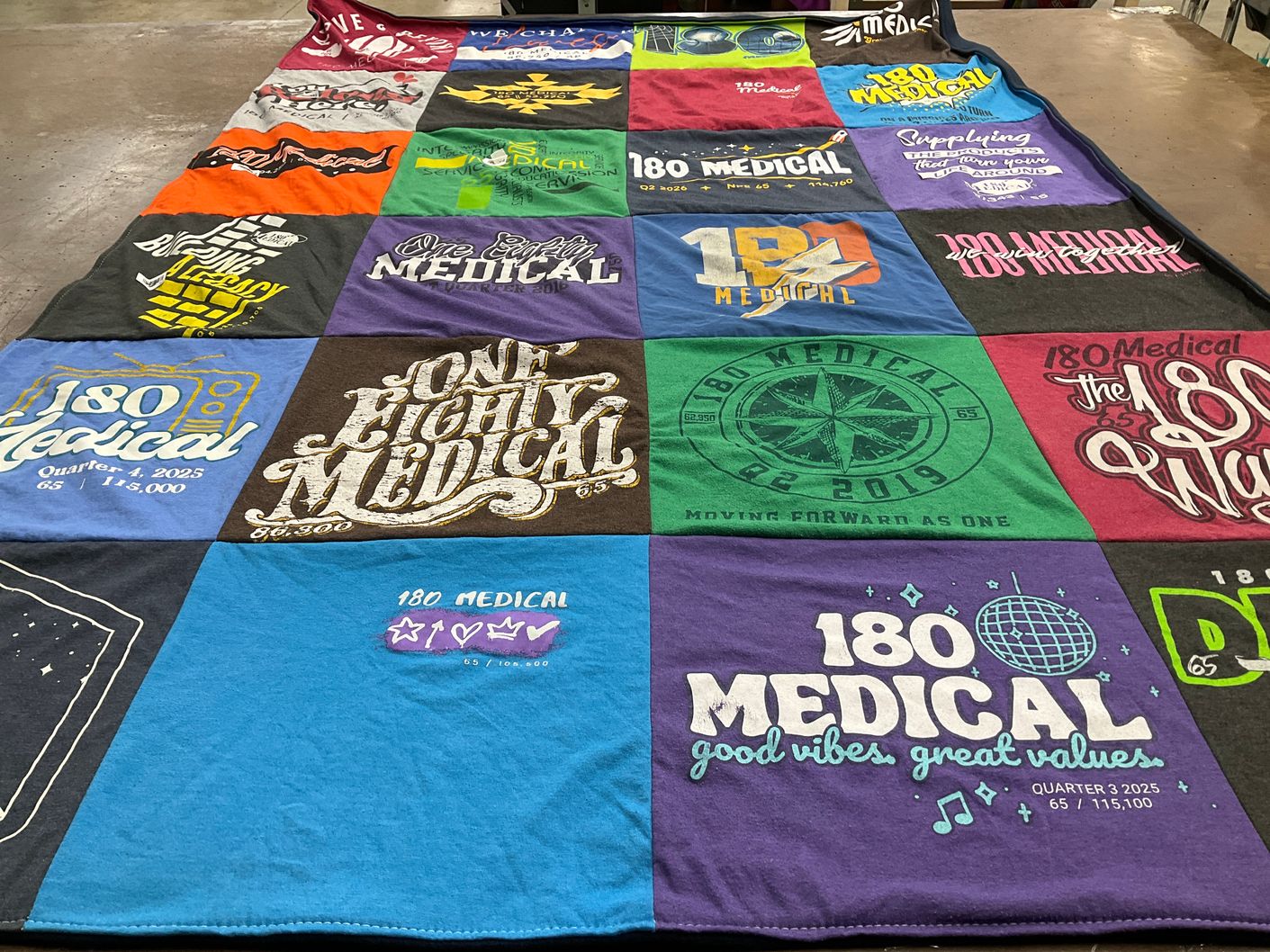 T-shirt quilt with healthcare, community service themes by Lindsay from OK
