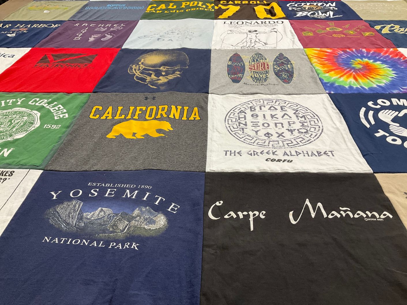 T-shirt quilt from community college by James from CA