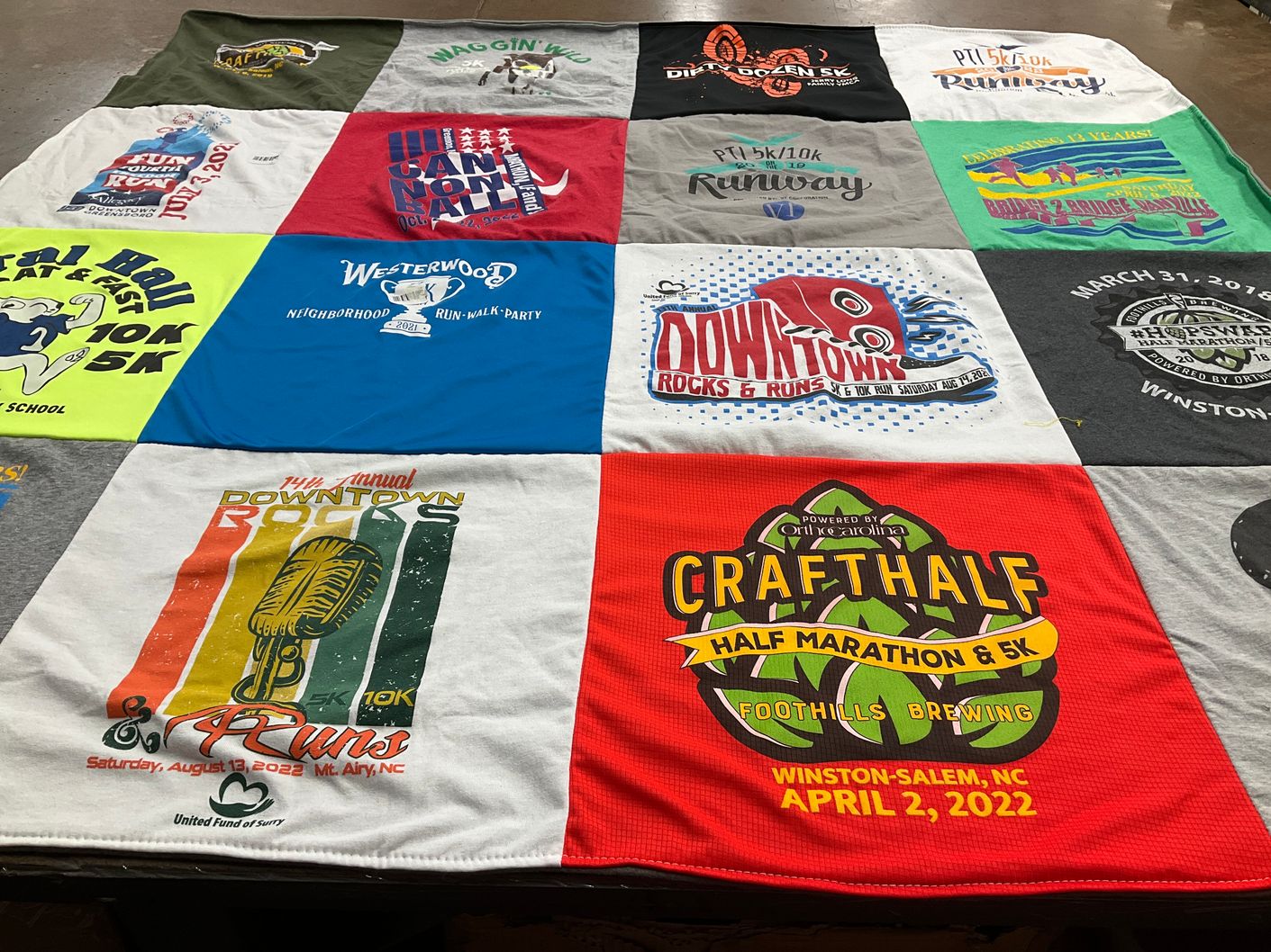 T-shirt quilt from mount airy high school by Martha from NC