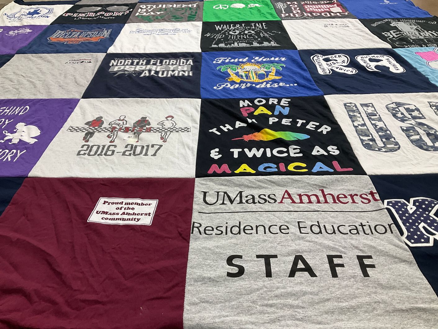 T-shirt quilt from umass amherst by Laila from CA