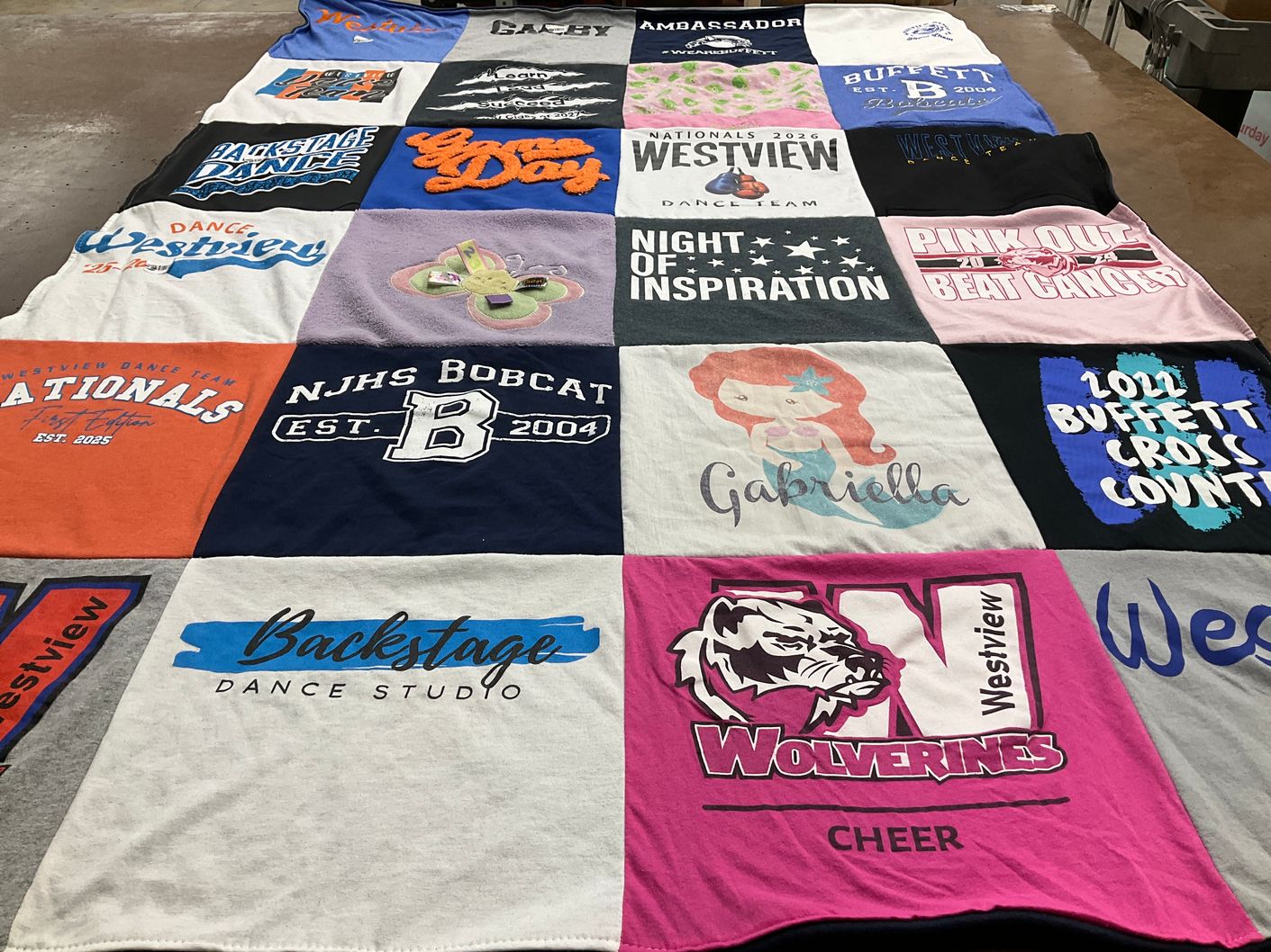 T-shirt quilt featuring westview wolverines by Ann from NE