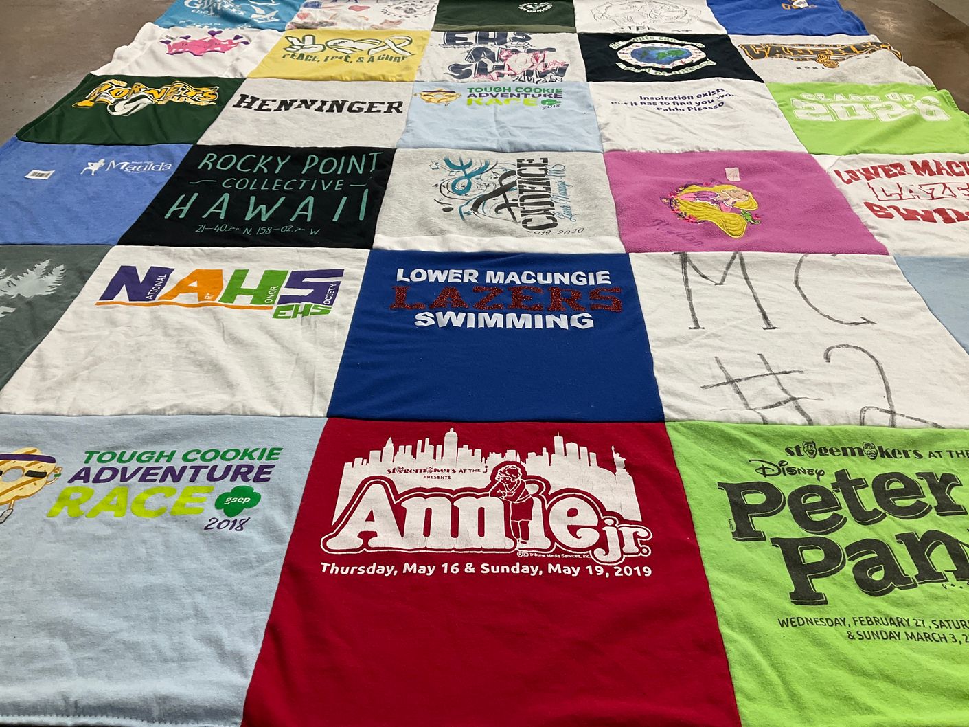 T-shirt quilt from lower macungie middle school, nazareth area high school by Christina from PA