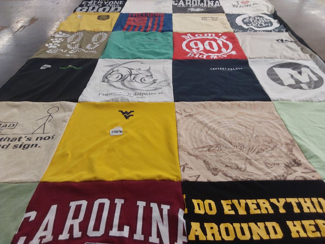 T-shirt quilt from west virginia university, university of north carolina by Mark from MD