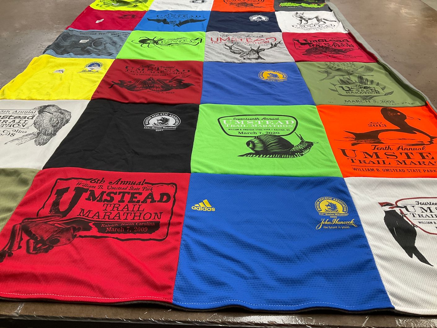 T-shirt quilt with running, marathons themes by MARK from NC
