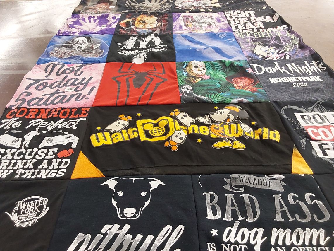 T-shirt quilt with halloween, disney themes by Pamela from RI
