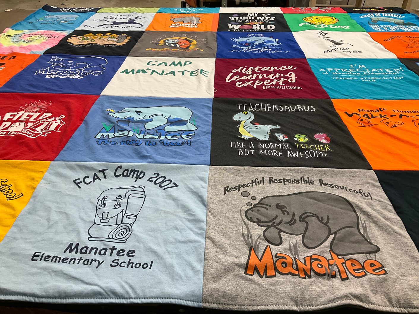 T-shirt quilt from manatee elementary school by Melisa from FL
