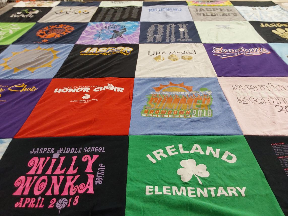 T-shirt quilt featuring jasper swimming and diving, newburgh swim club by Judith from IN