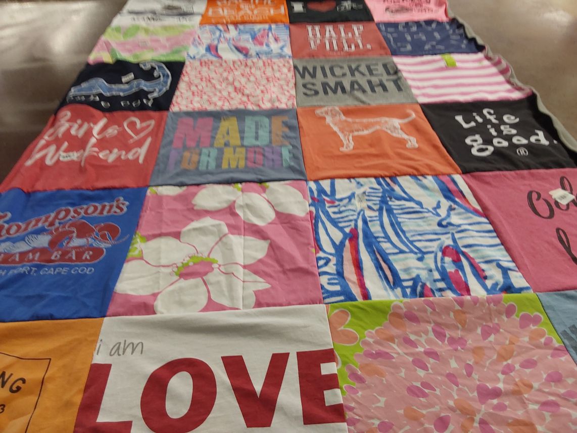 T-shirt quilt with food, pets themes by Paul from CT