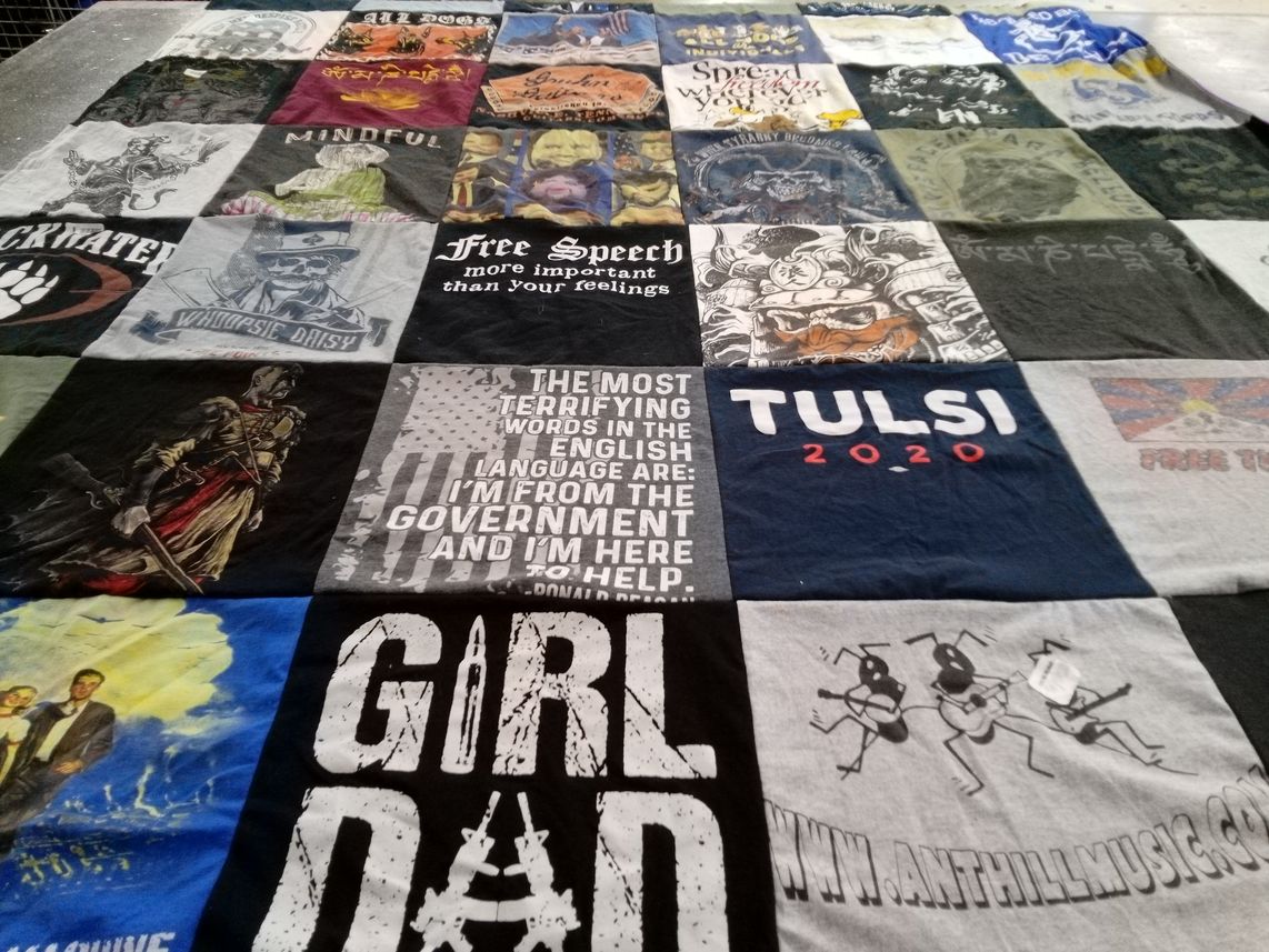 T-shirt quilt with politics, music themes by Richard from MA