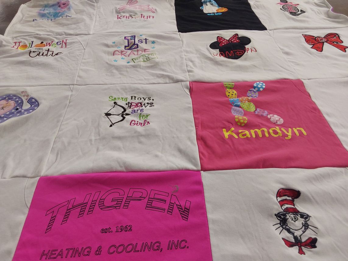 T-shirt quilt with children's themes, holidays themes by CARYL from FL