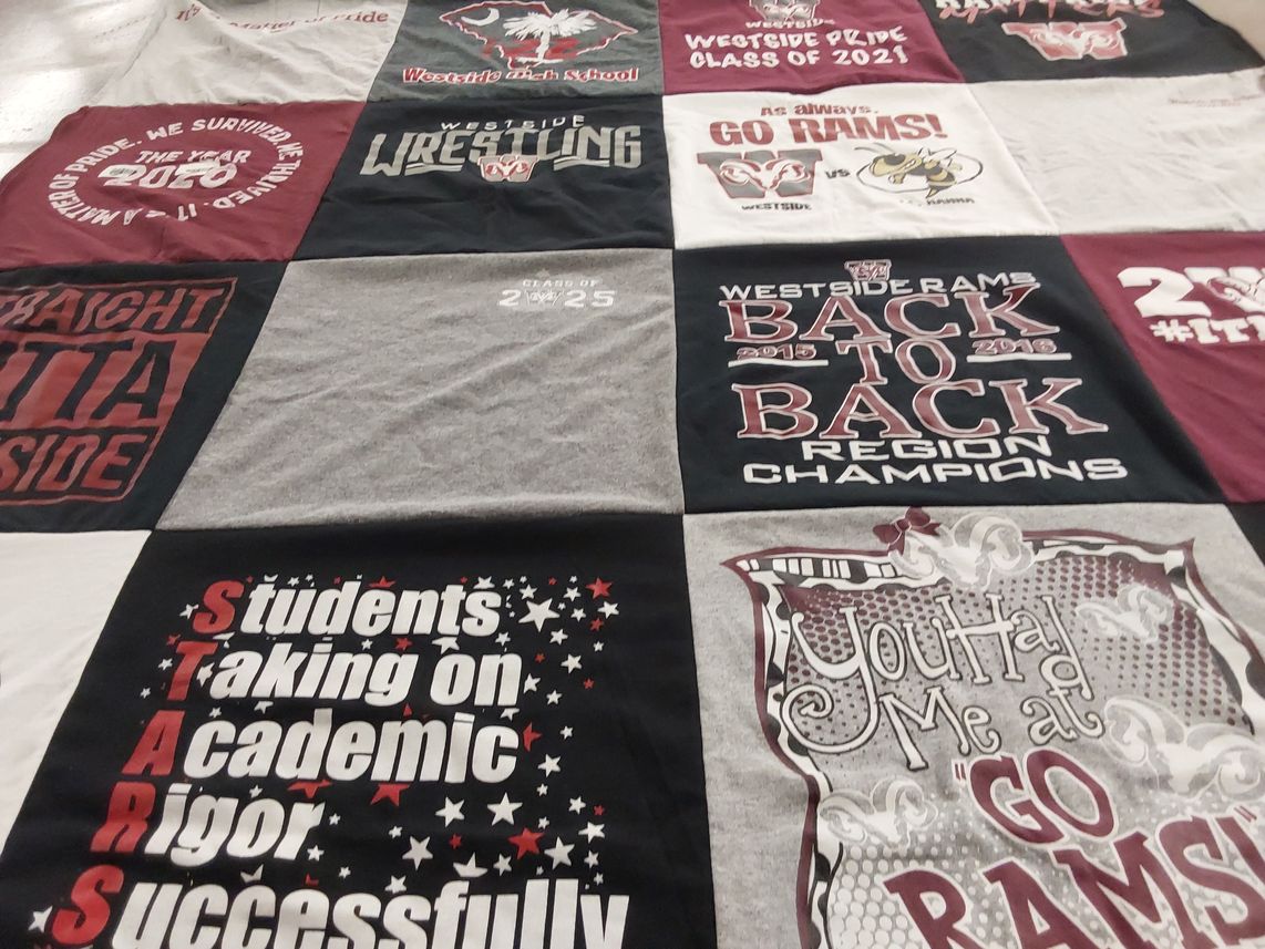 T-shirt quilt featuring westside rams by Sharon from SC