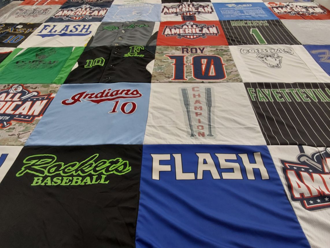 T-shirt quilt featuring rockets baseball by Crystal from OH