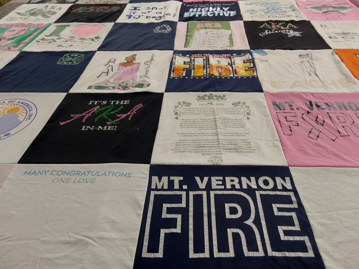 T-shirt quilt from mt vernon college by Francina from NC